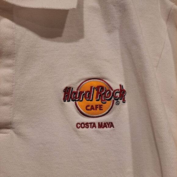 Vintage Hard Rock Cafe Costa Maya Mexico White Polo Shirt Embroidered Logo sz XL - Picture 3 of 9